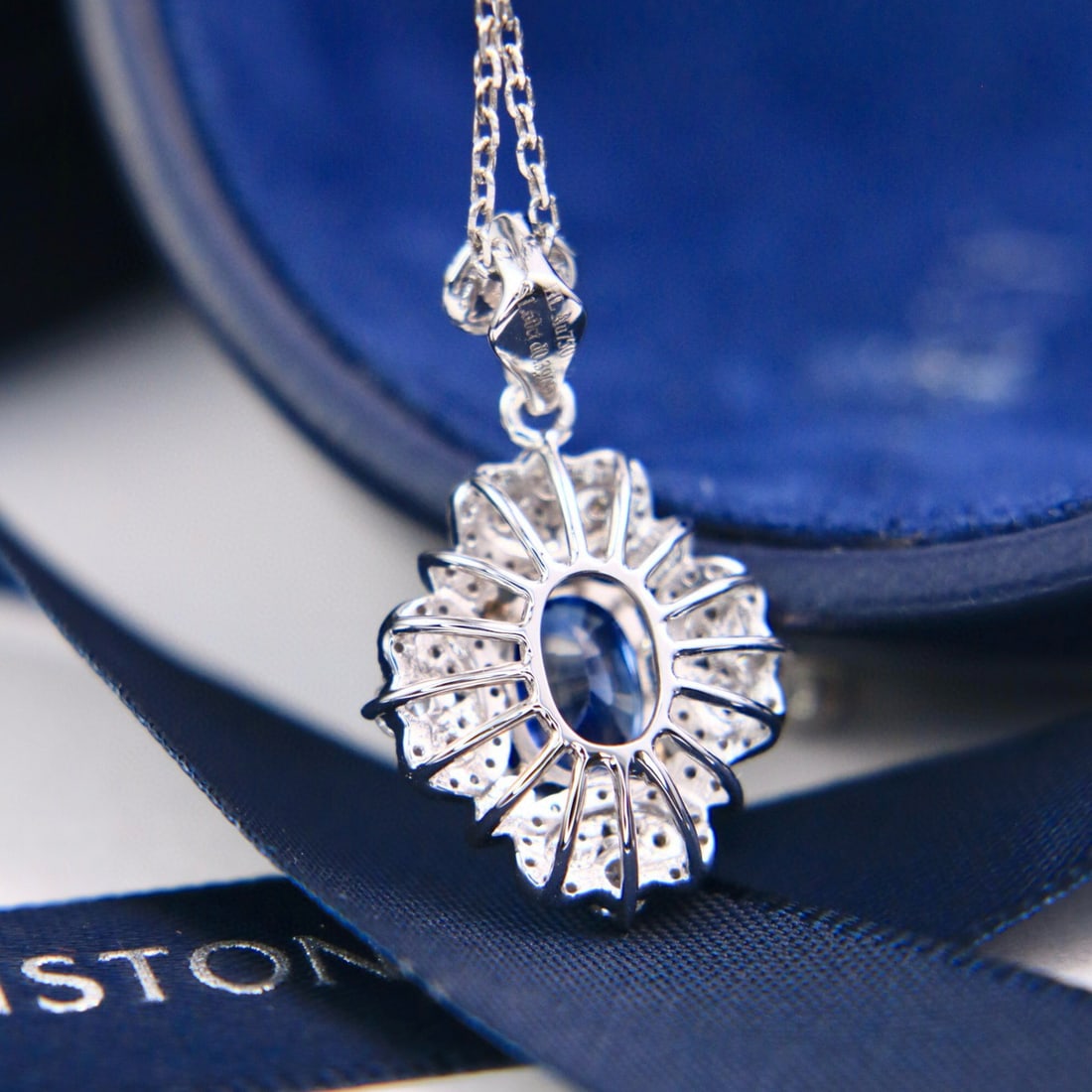 14k Gold 1.99 Ctw Natural Sapphire & Diamond Pendant( Without Chain ) - 5