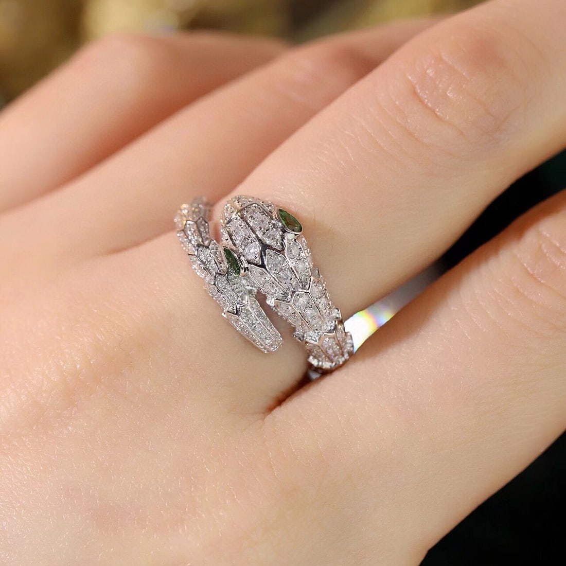 14k Gold 0.97 Ctw Natural Tsavorite & Diamond Ring - 6