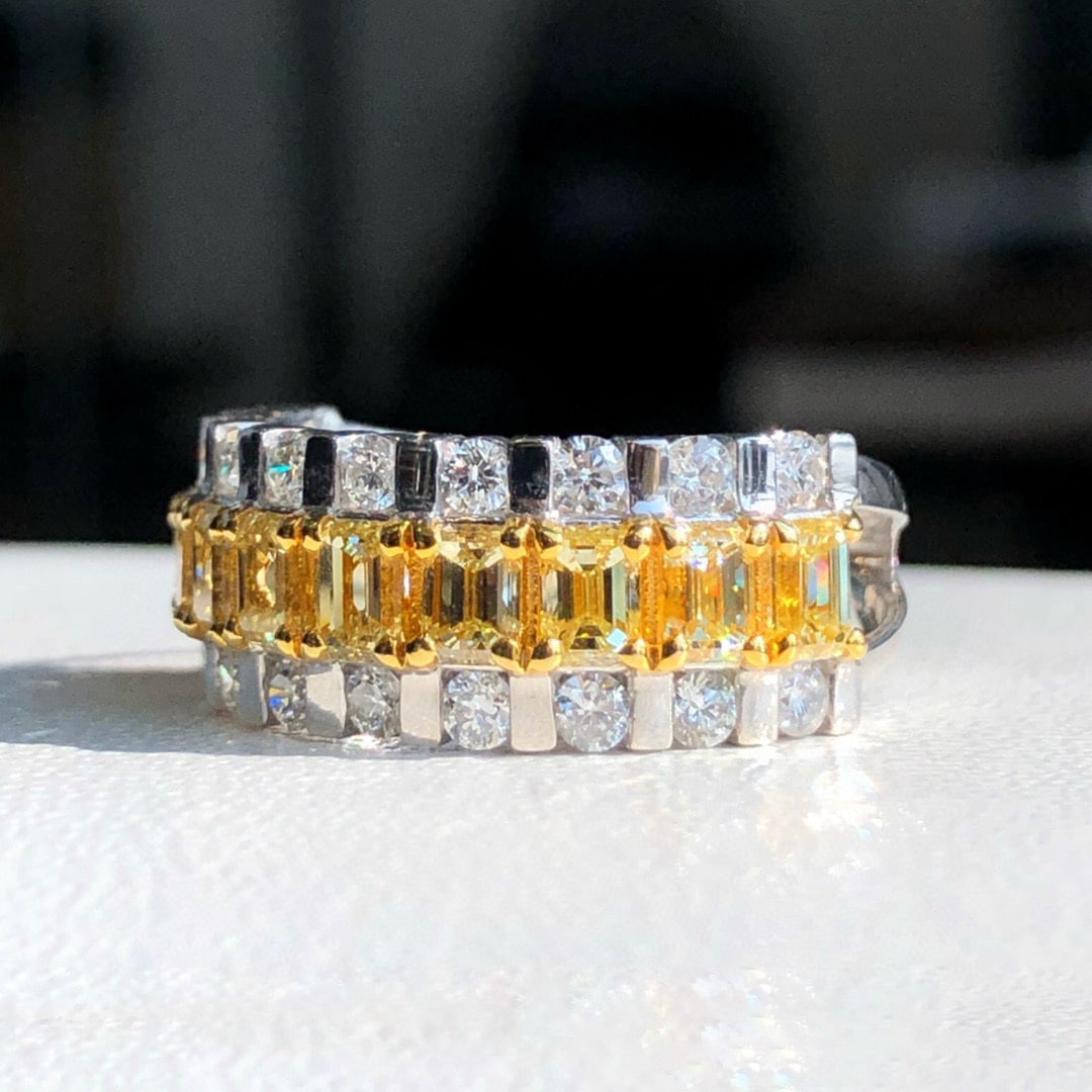 14k Gold 2.53 Ctw Natural Yellow Diamond & Diamond Ring - 2