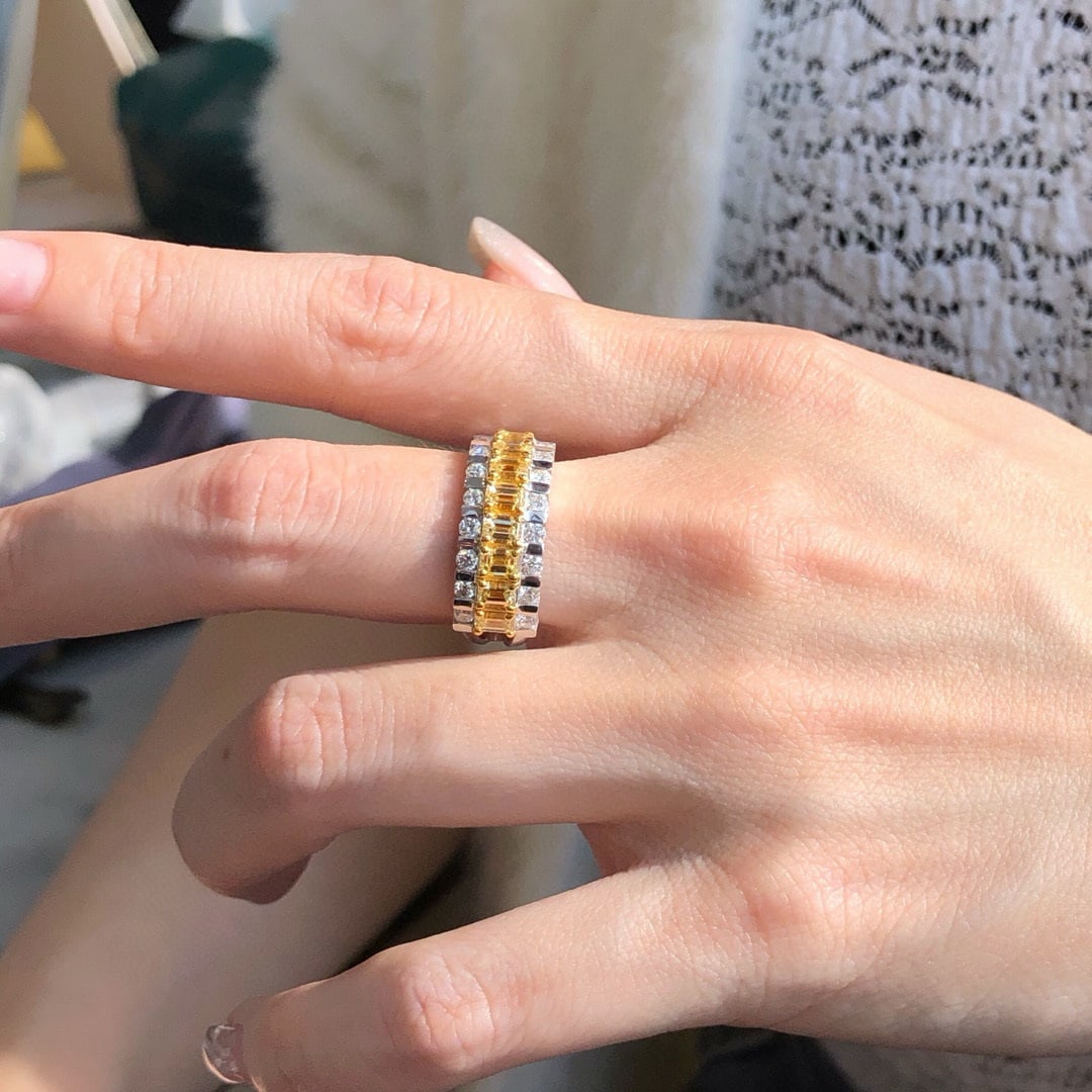 14k Gold 2.53 Ctw Natural Yellow Diamond & Diamond Ring - 8