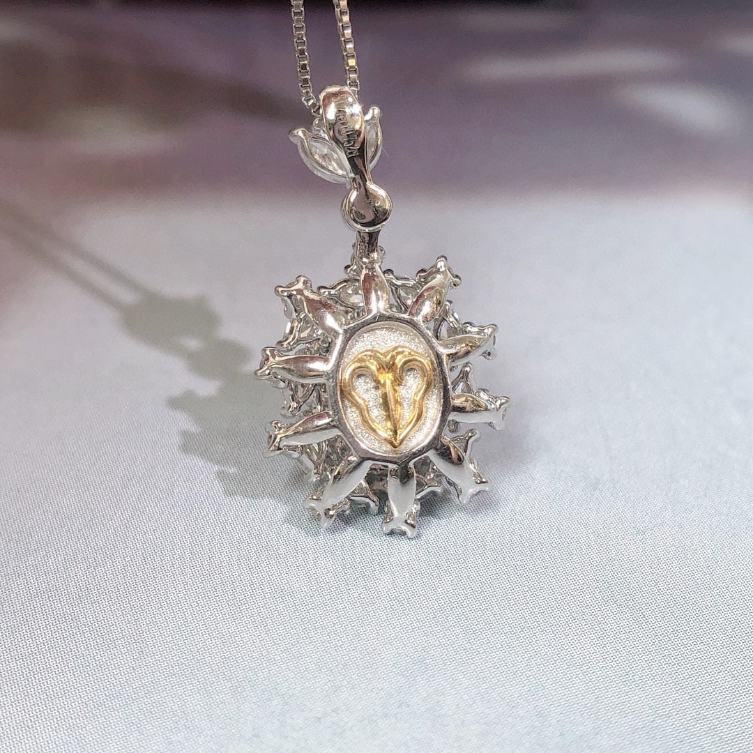 14k Gold 2.02 Ctw Natural Sapphire & Diamond Pendant( Without Chain ) - 4