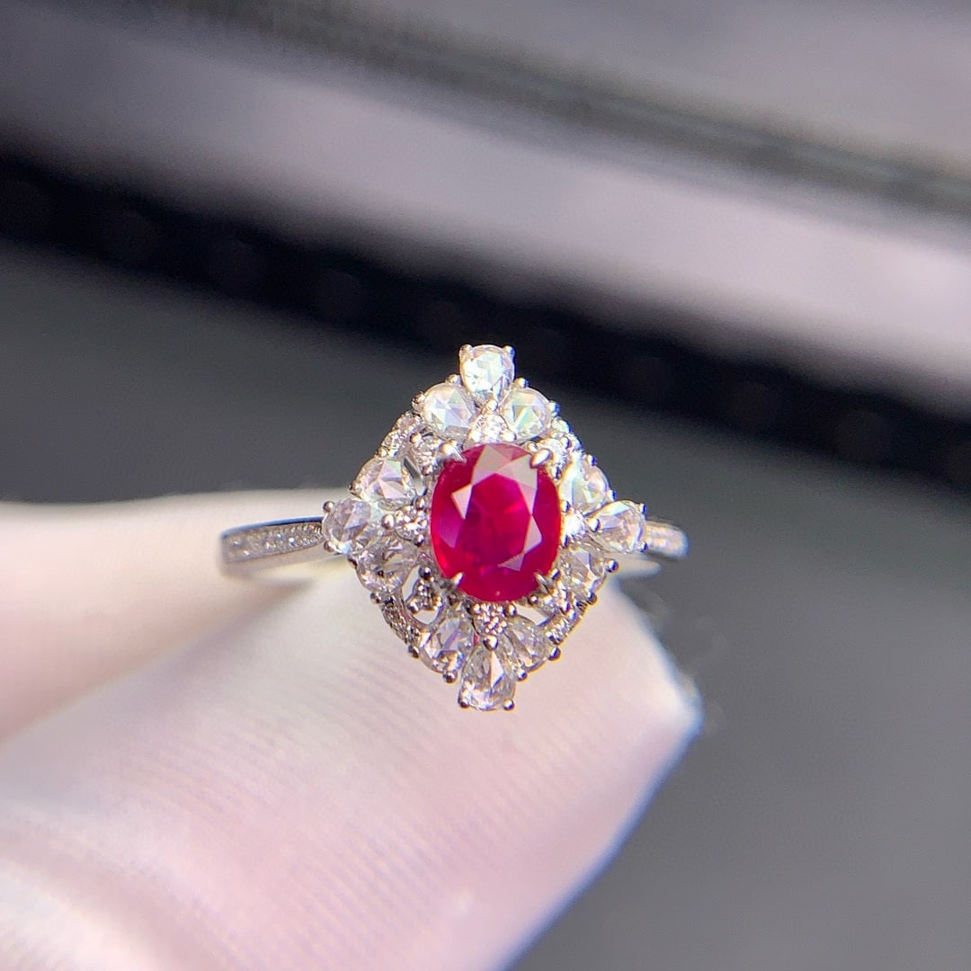 14k Gold 0.79 Ct Natural Ruby & Diamond Ring (1 of 8)