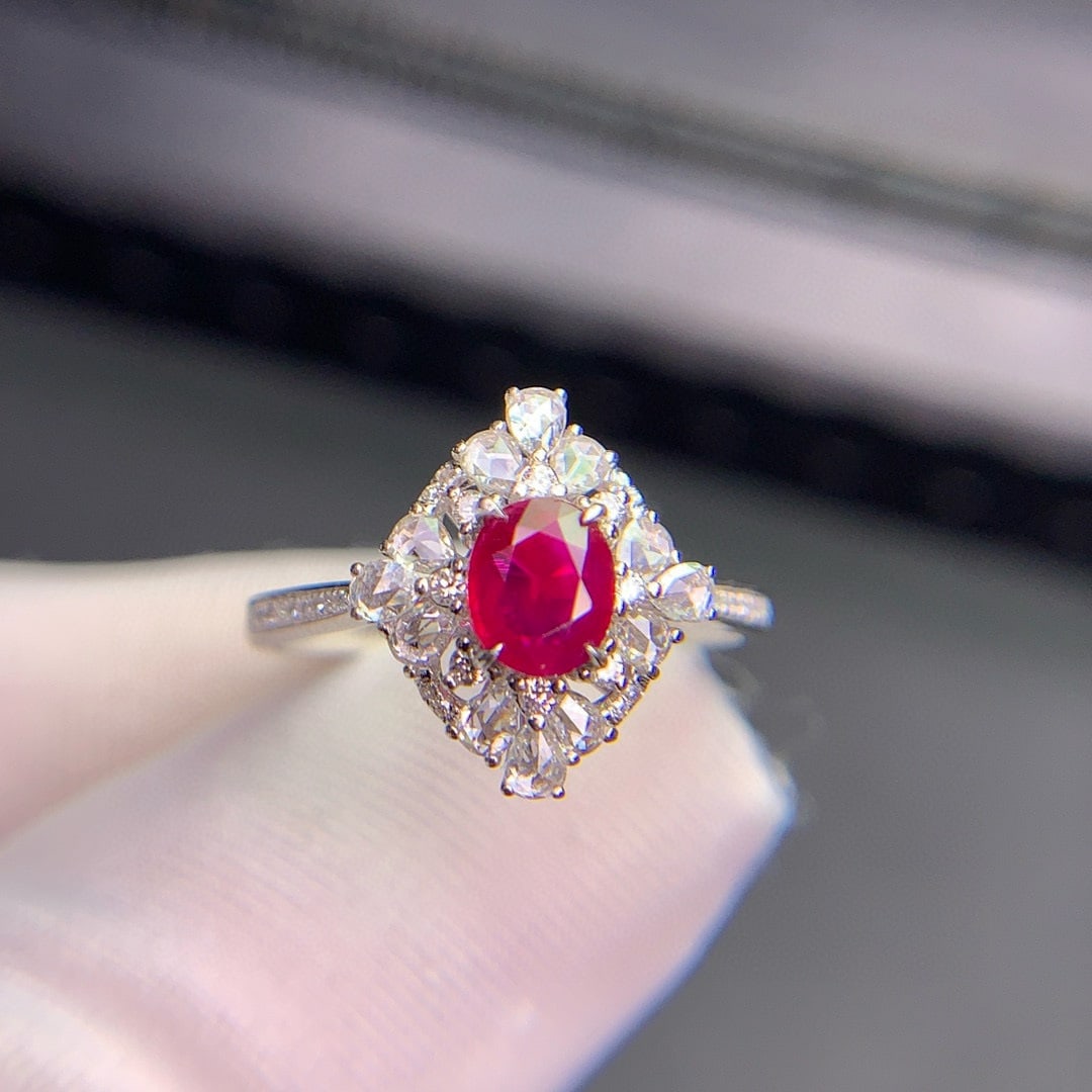 14k Gold 0.79 Ct Natural Ruby & Diamond Ring - 3