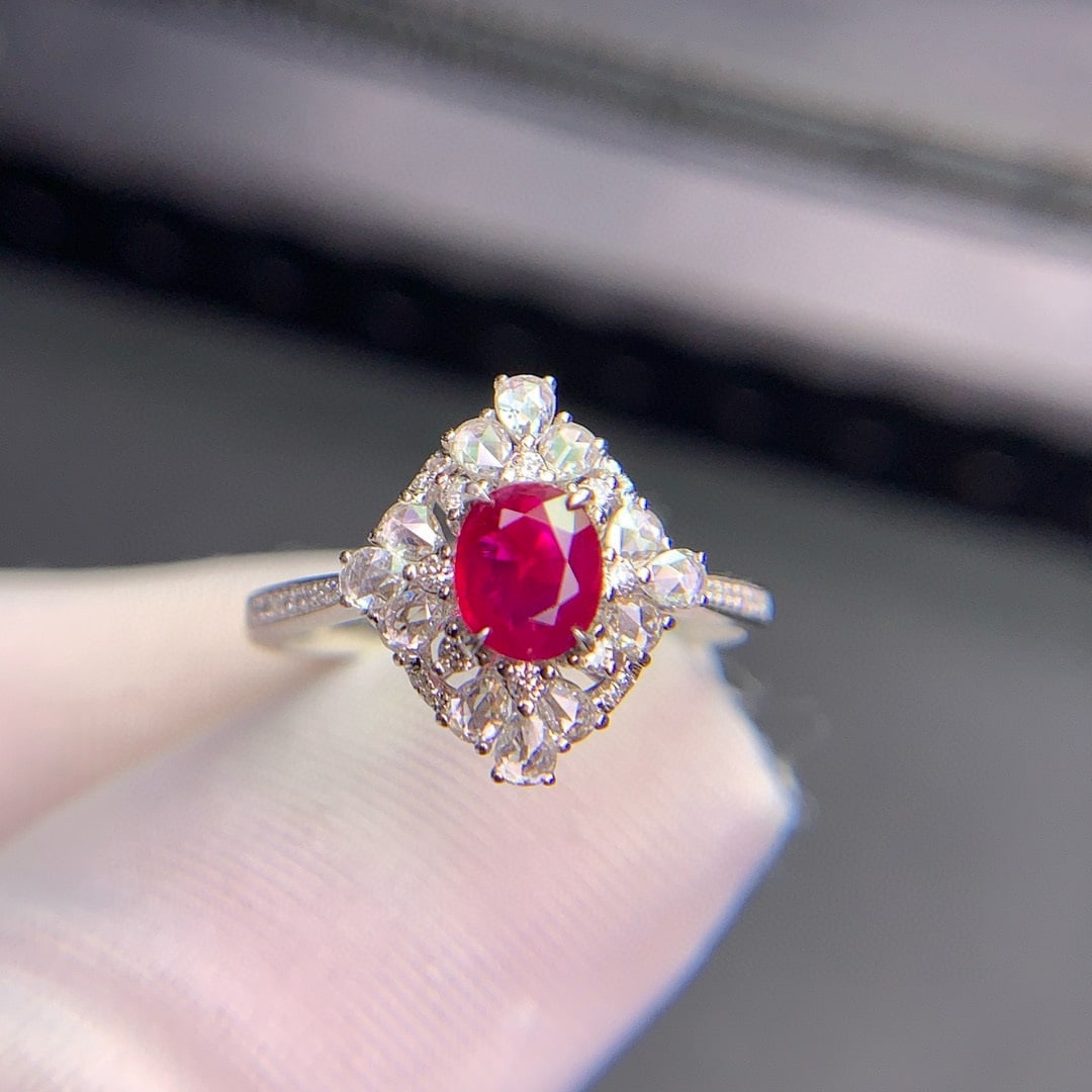 14k Gold 0.79 Ct Natural Ruby & Diamond Ring - 6