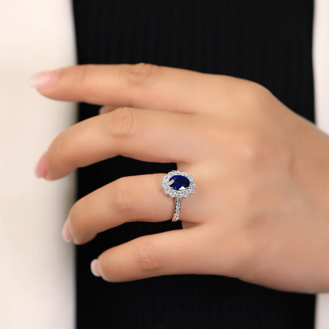 14k Gold 2.30 Ctw Natural Sapphire & Diamond Ring - 4