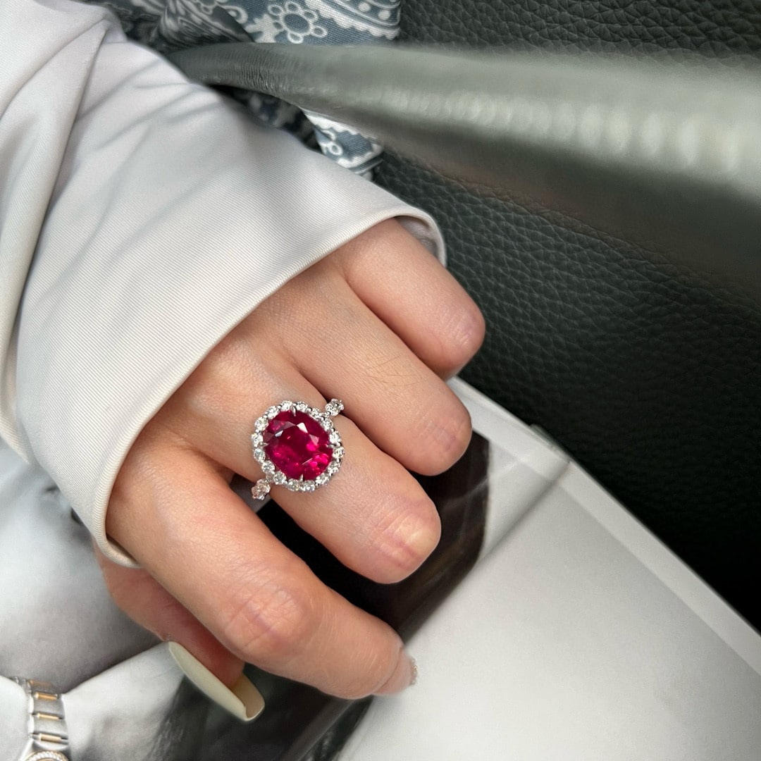 14k Gold 5.65 Ctw Natural Tourmaline & Lab Grown Diamond Ring - 5