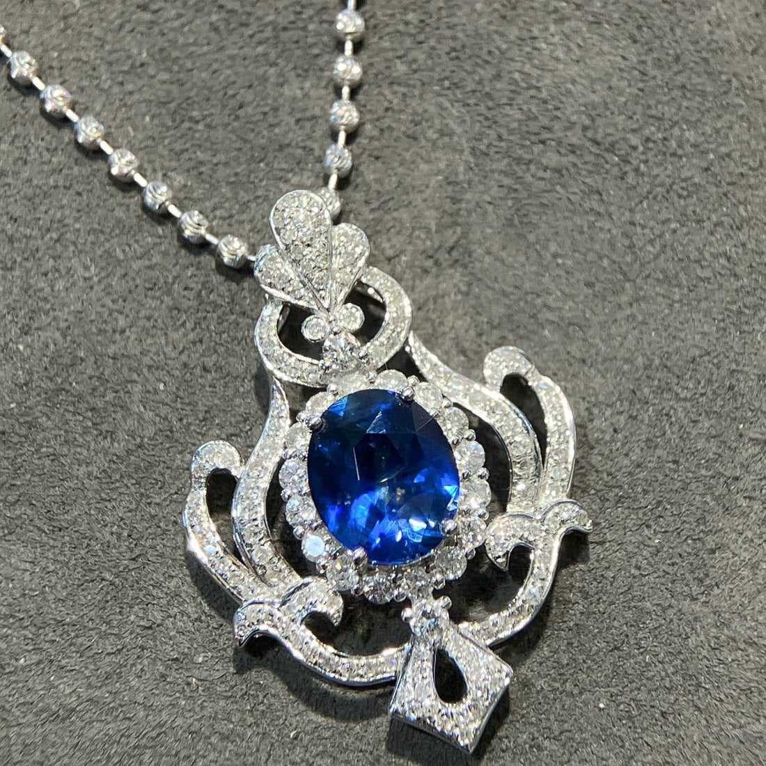 14k Gold 2.94 Ctw Natural Sapphire & Diamond Pendant( Without Chain ) - 6