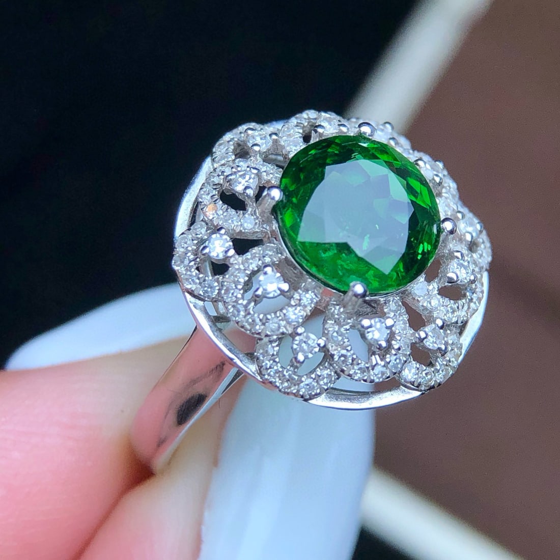 14k Gold 2.5 Ct Natural Tourmaline & Diamond Ring - 4