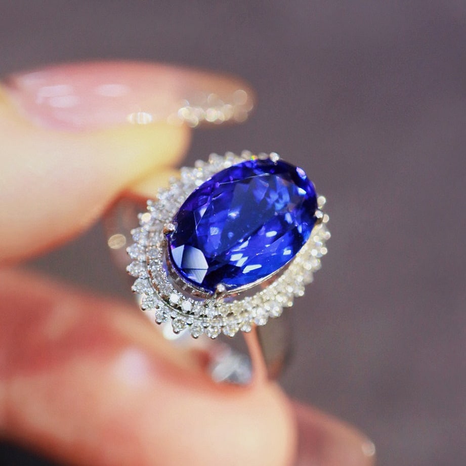 14k Gold 3.53 Ctw Natural Tanzanite & Diamond Ring - 8