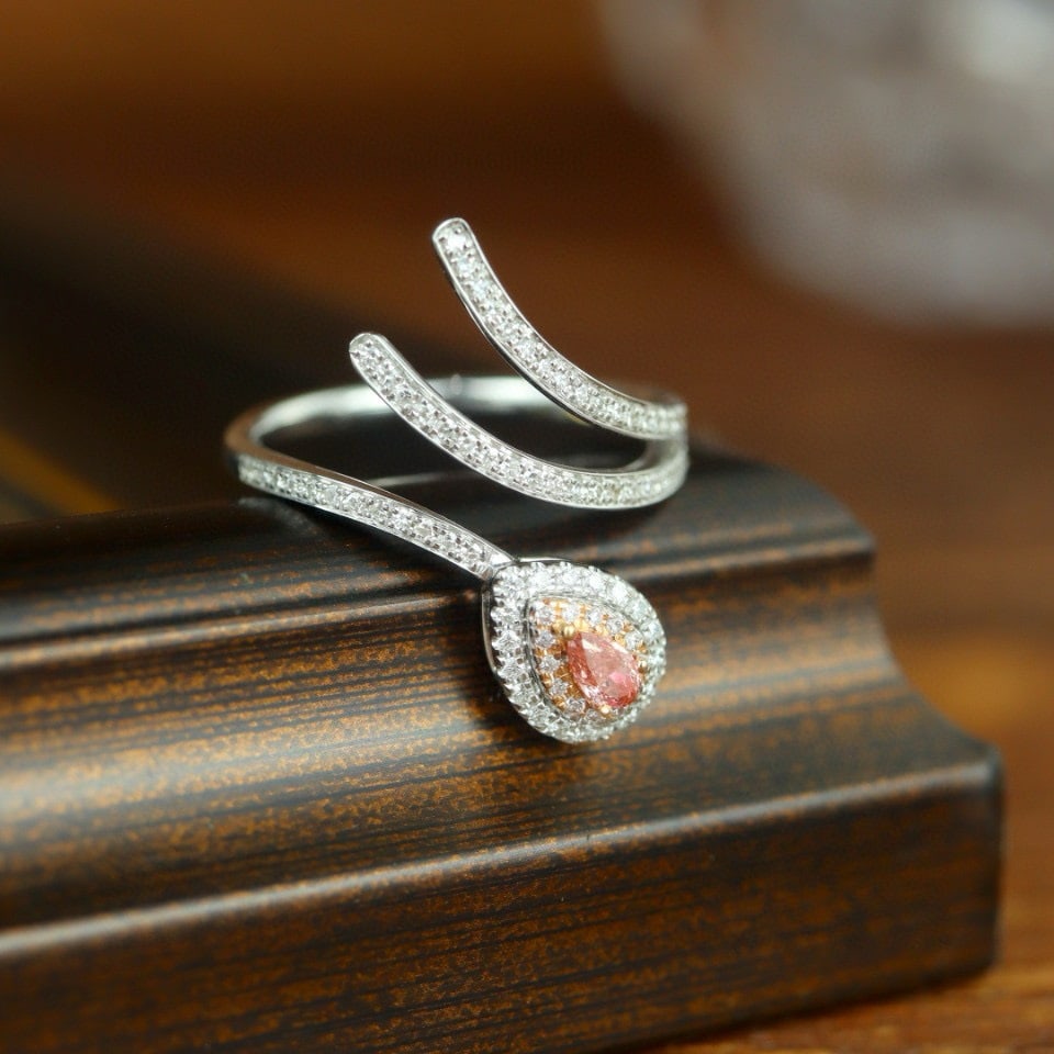 14k Gold 0.38 Ctw Natural Pink Diamond & Diamond Ring - 4