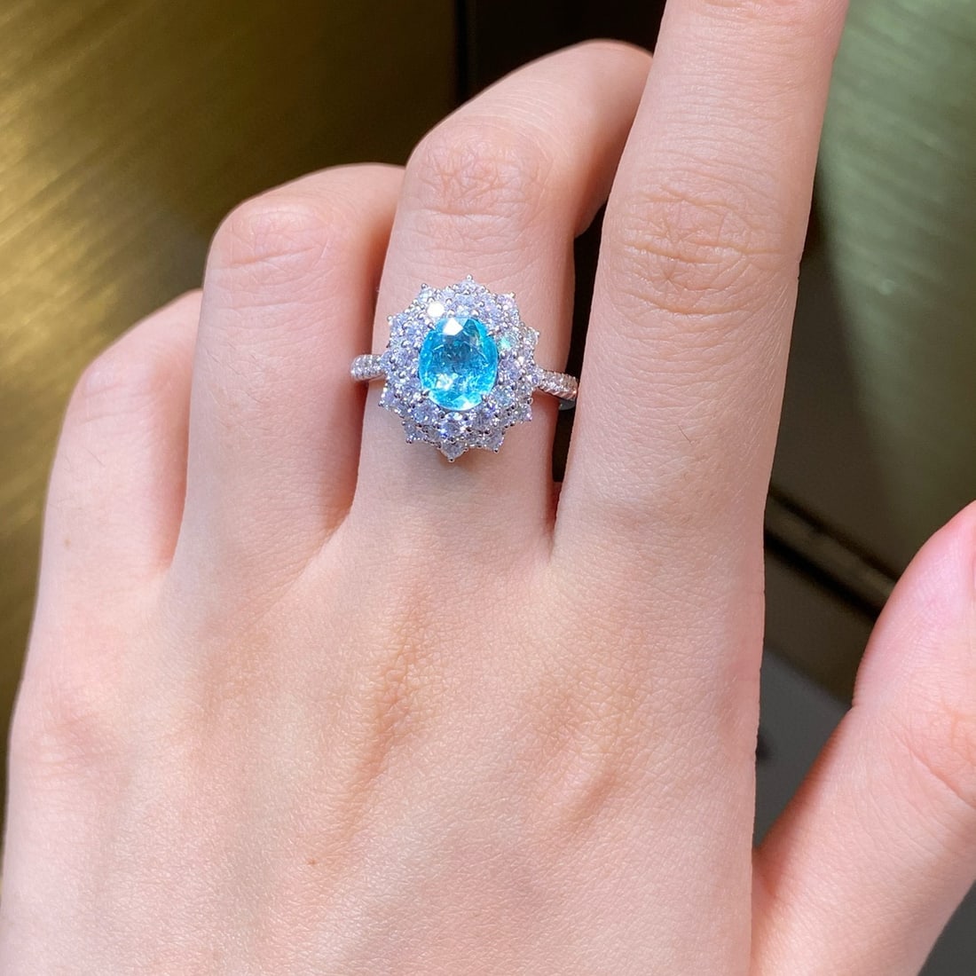 14k Gold 2.07 Ctw Natural Paraiba Tourmaline & Diamond Ring - 2