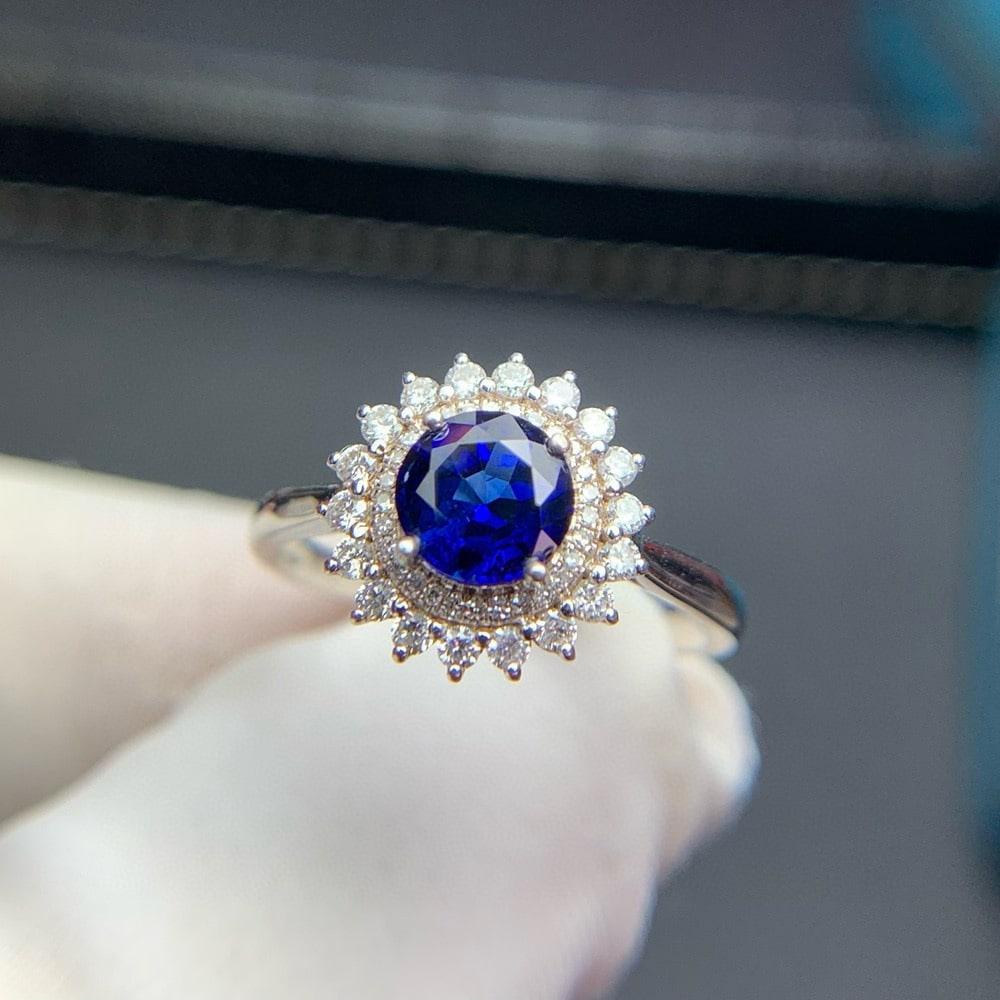 14k Gold 1.03 Ct Natural Sapphire & Diamond Ring (1 of 7)