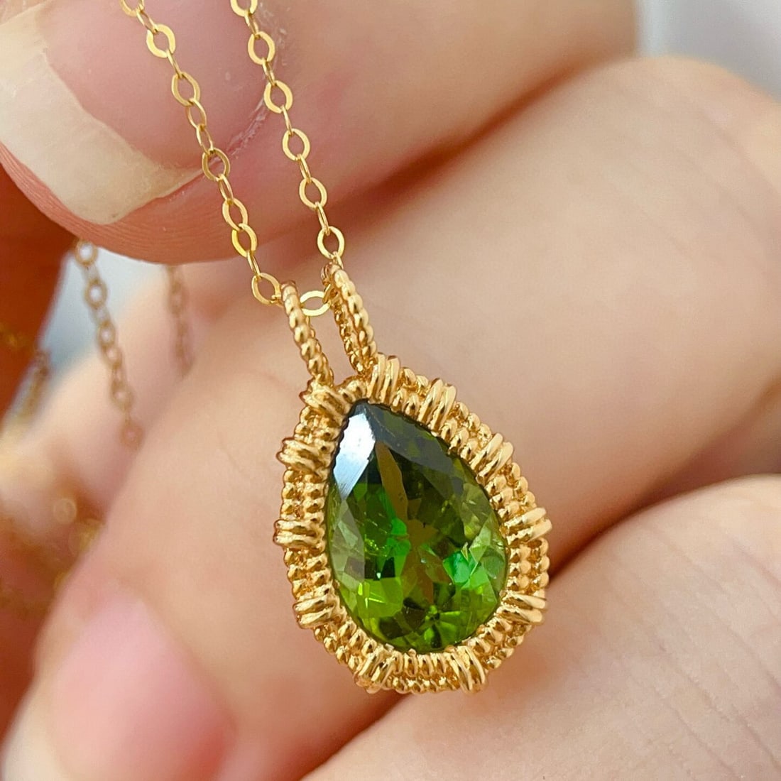 14k Gold 2.19 Ct Natural Tourmaline Pendant( Without Chain ) - 3