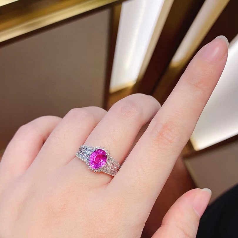 14k Gold 1.6 Ct Natural Padparadscha Sapphire & Diamond Ring - 3