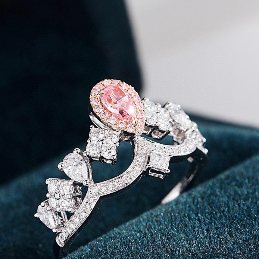 14k Gold 0.98 Ctw Natural Pink Diamond & Diamond Ring - 2