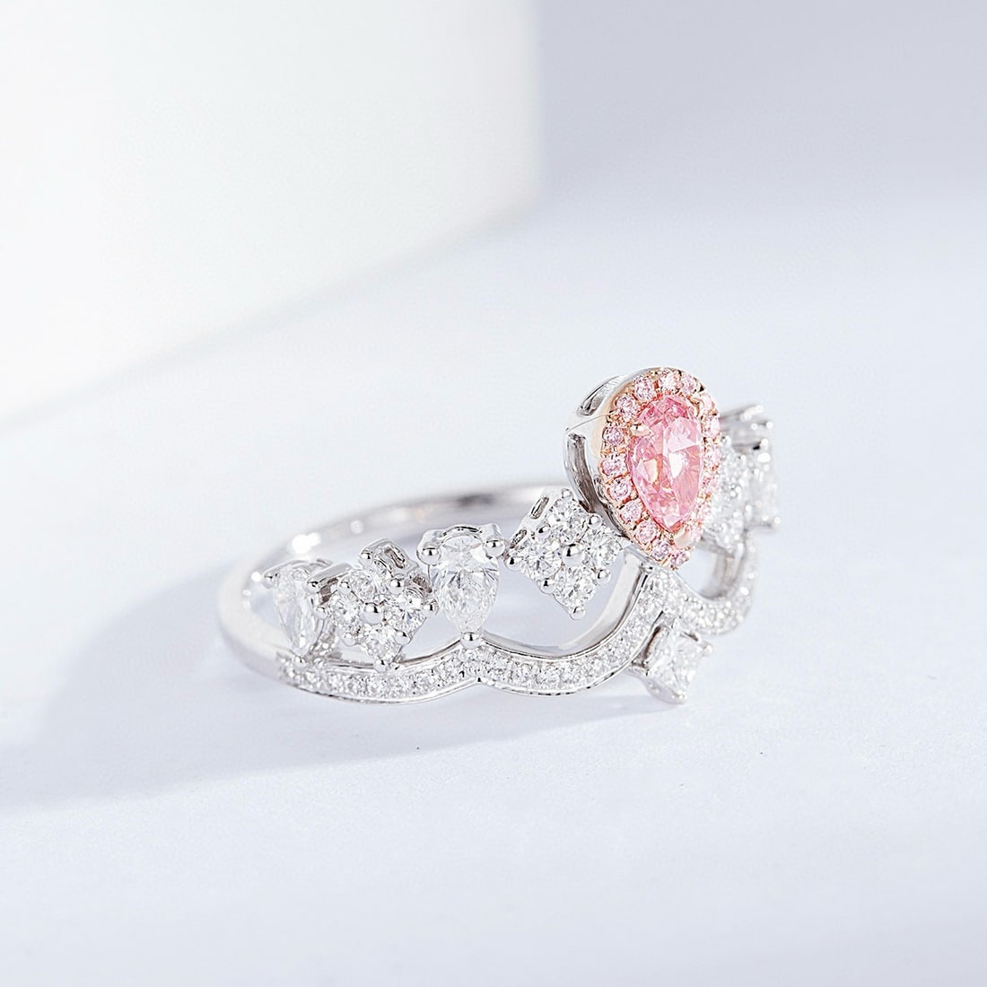 14k Gold 0.98 Ctw Natural Pink Diamond & Diamond Ring - 4