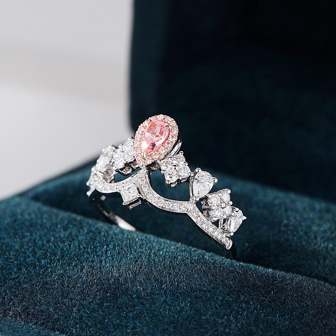 14k Gold 0.98 Ctw Natural Pink Diamond & Diamond Ring - 5