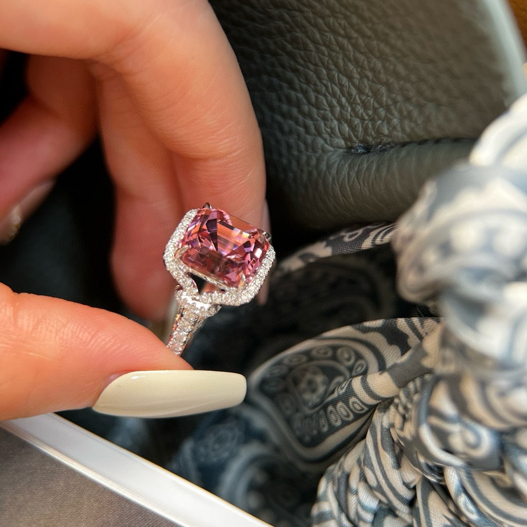 14k Gold 7.94 Ctw Natural Tourmaline & Lab Grown Diamond Ring - 4