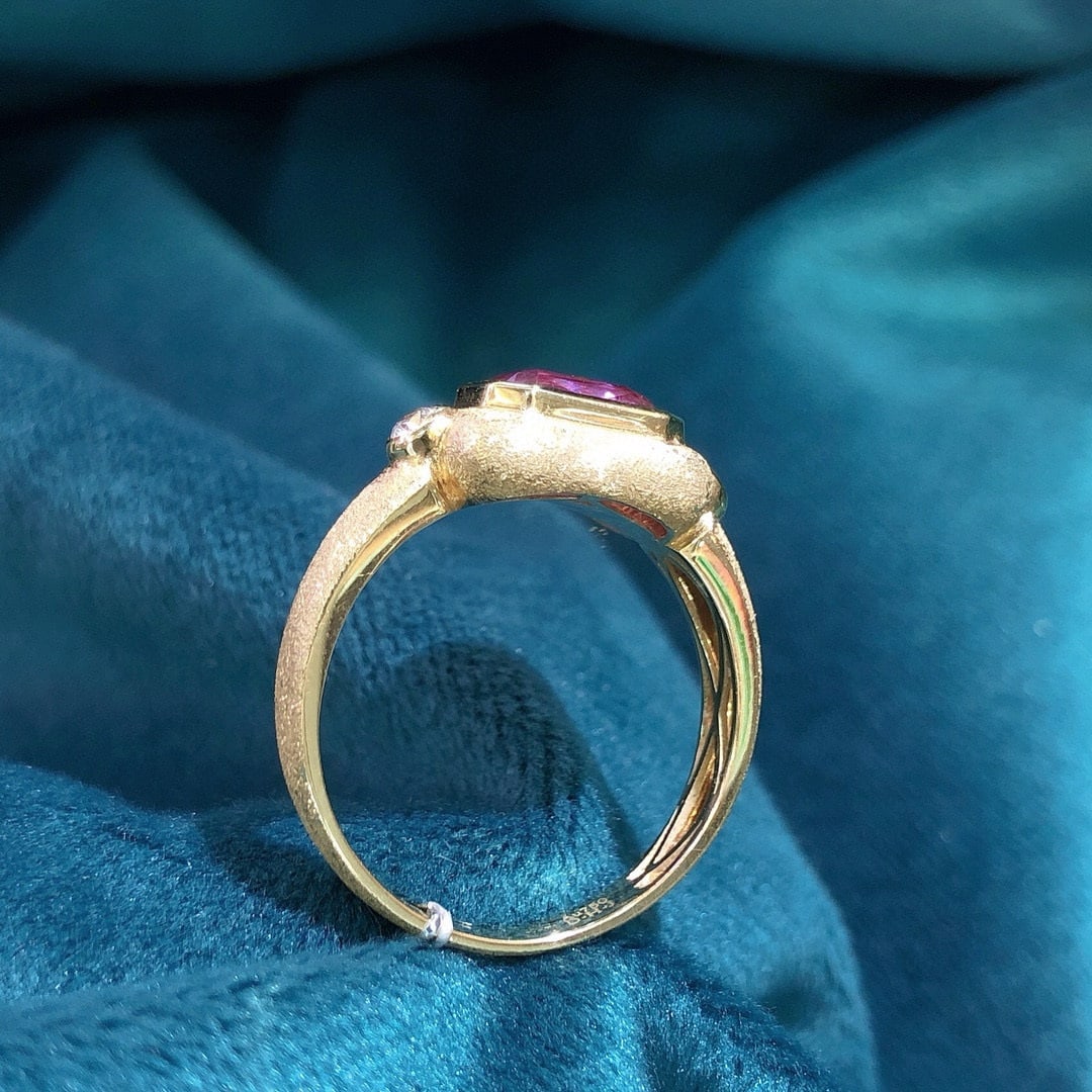 14k Gold 2.30 Ctw Natural Padparadscha Sapphire & Diamond Ring - 4