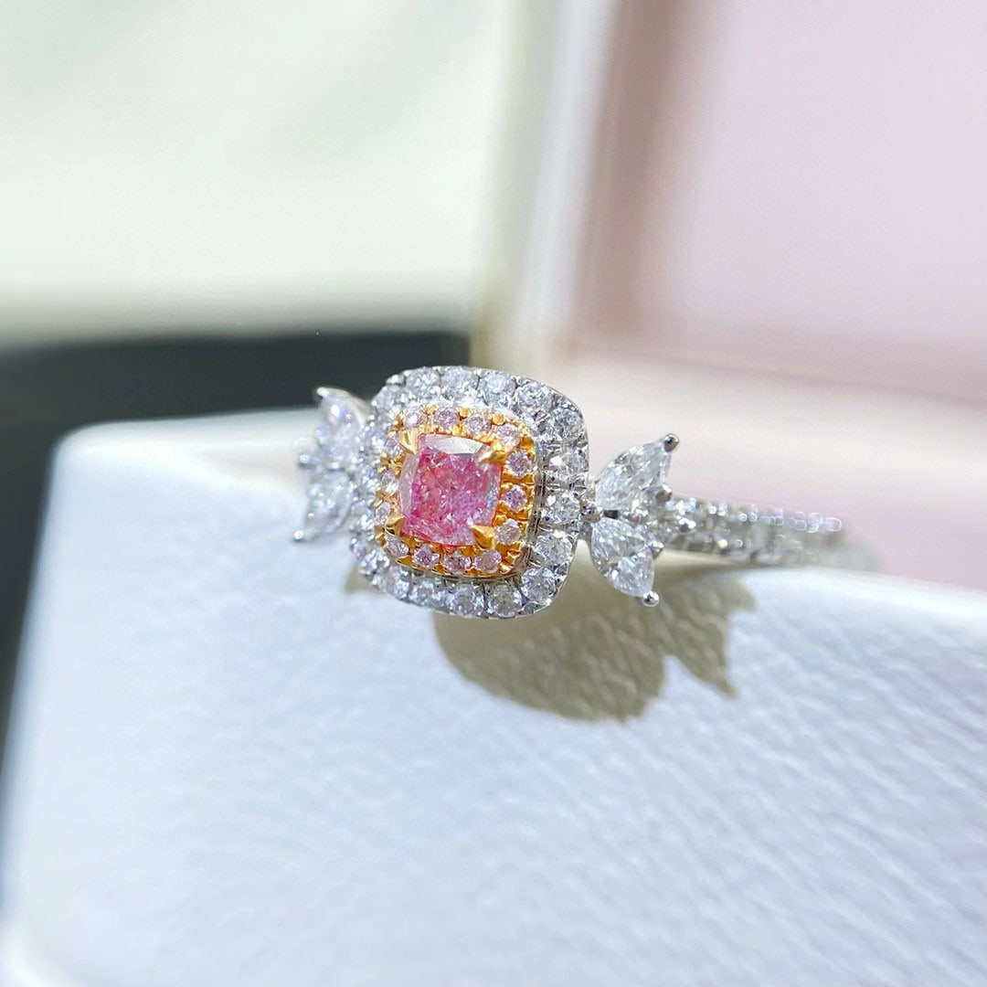 14k Gold 0.42 Ctw Natural Pink Diamond & Diamond Ring - 2