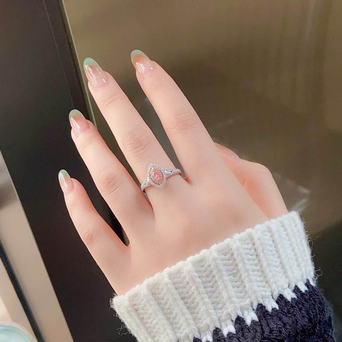 14k Gold 0.45 Ctw Natural Pink Diamond & Diamond Ring - 2