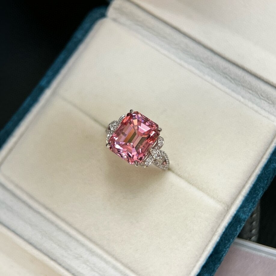 14k Gold 7.16 Ctw Natural Tourmaline & Lab Grown Diamond Ring (1 of 5)