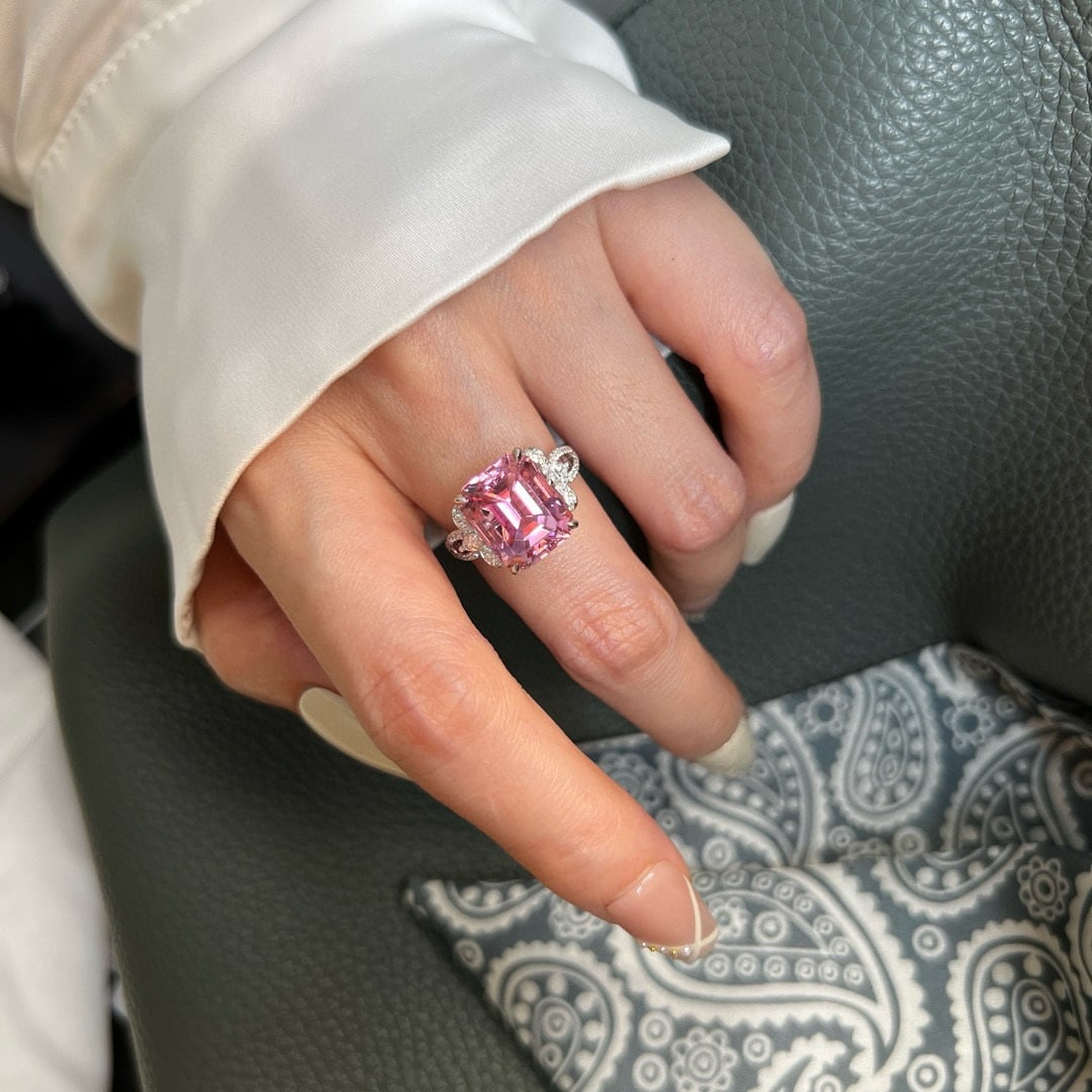 14k Gold 7.16 Ctw Natural Tourmaline & Lab Grown Diamond Ring - 2