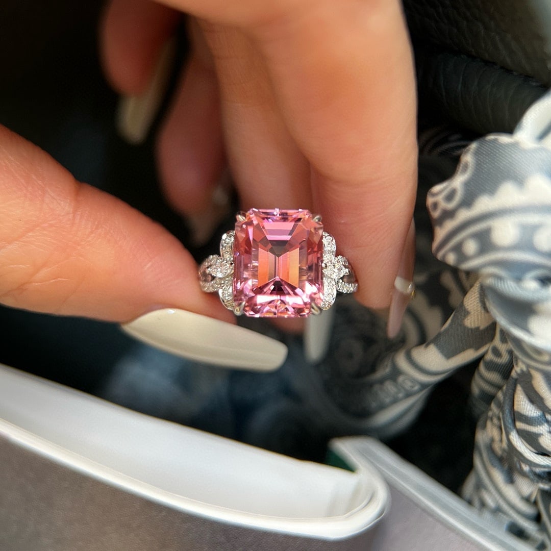 14k Gold 7.16 Ctw Natural Tourmaline & Lab Grown Diamond Ring - 3