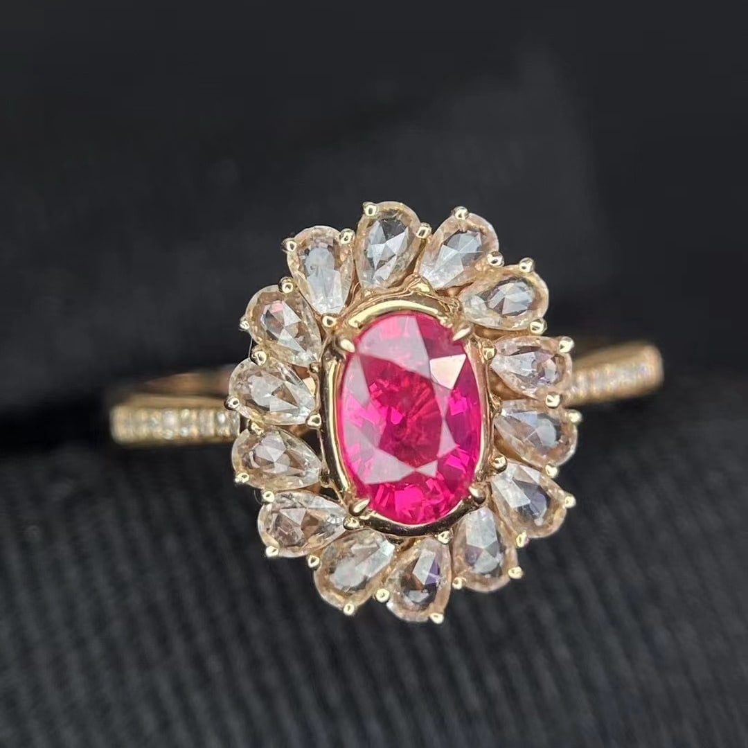 14k Gold 1.00 Ct Natural Ruby & Diamond & Sapphire Ring (1 of 5)