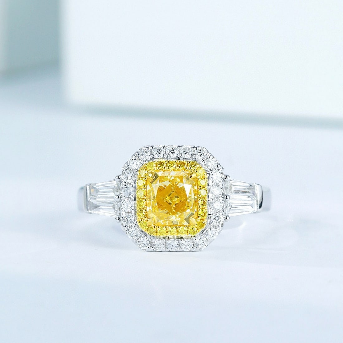 14k Gold 1.56 Ctw Natural Yellow Diamond & Diamond Ring (1 of 7)