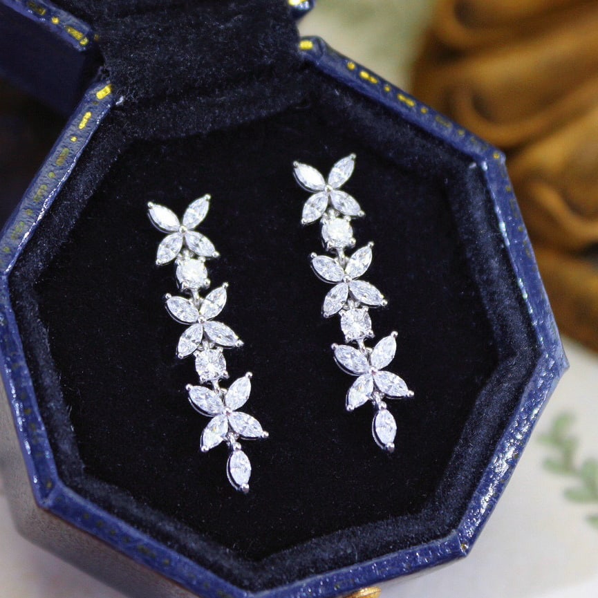 14k Gold 1 Ct Natural H Diamond Earrings - 3