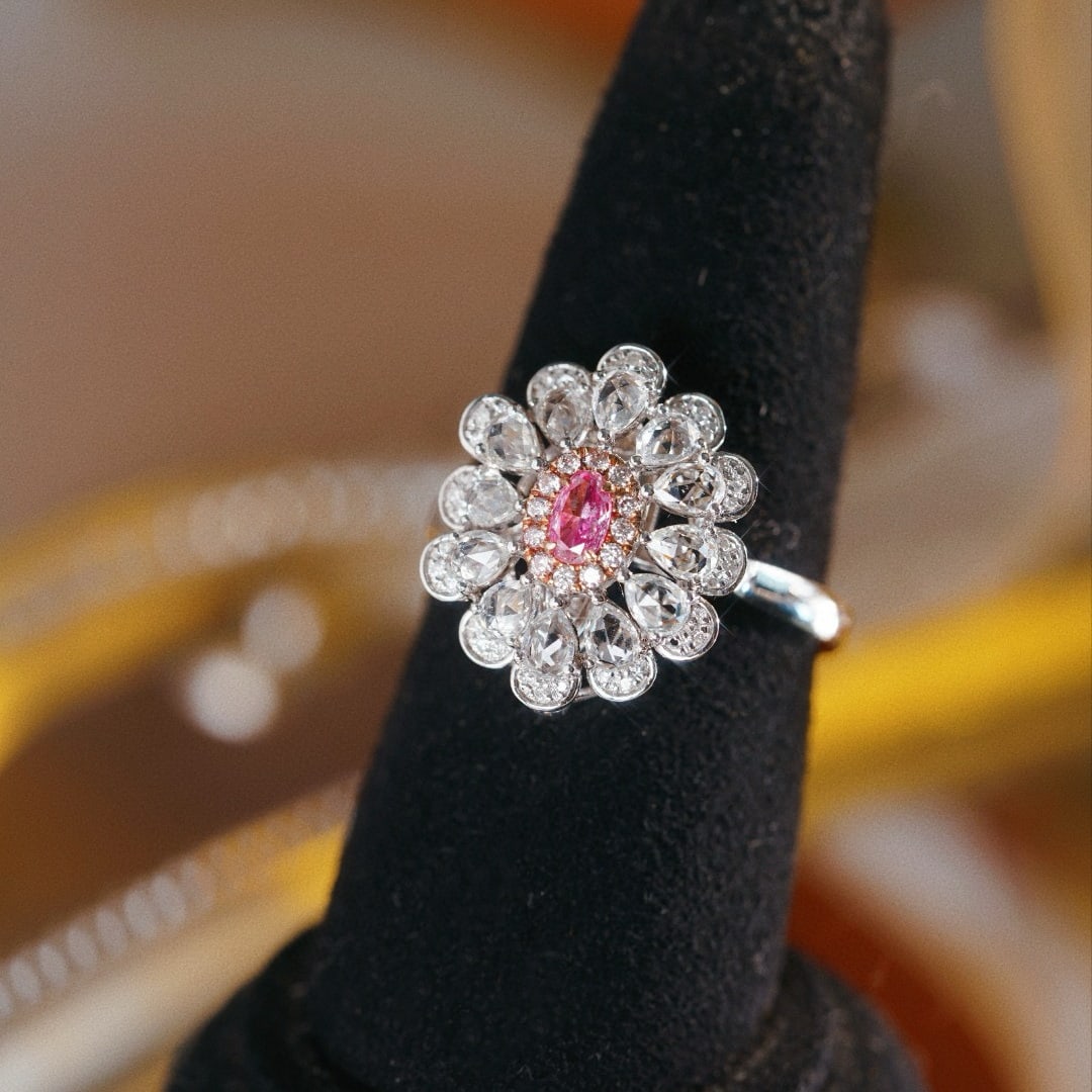 14k Gold 1.72 Ctw Natural Pink Diamond & Sapphire & Flowers Ring/pendant( Without Chain ) - 6