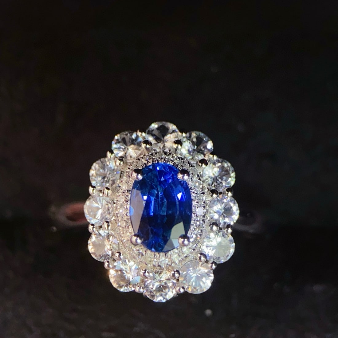 14k Gold 0.8 Ct Natural Sapphire & Diamond & Sapphire Ring/pendant( Without Chain ) - 2