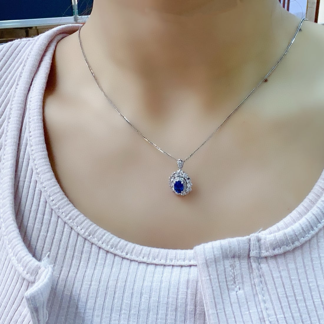 14k Gold 0.8 Ct Natural Sapphire & Diamond & Sapphire Ring/pendant( Without Chain ) - 6