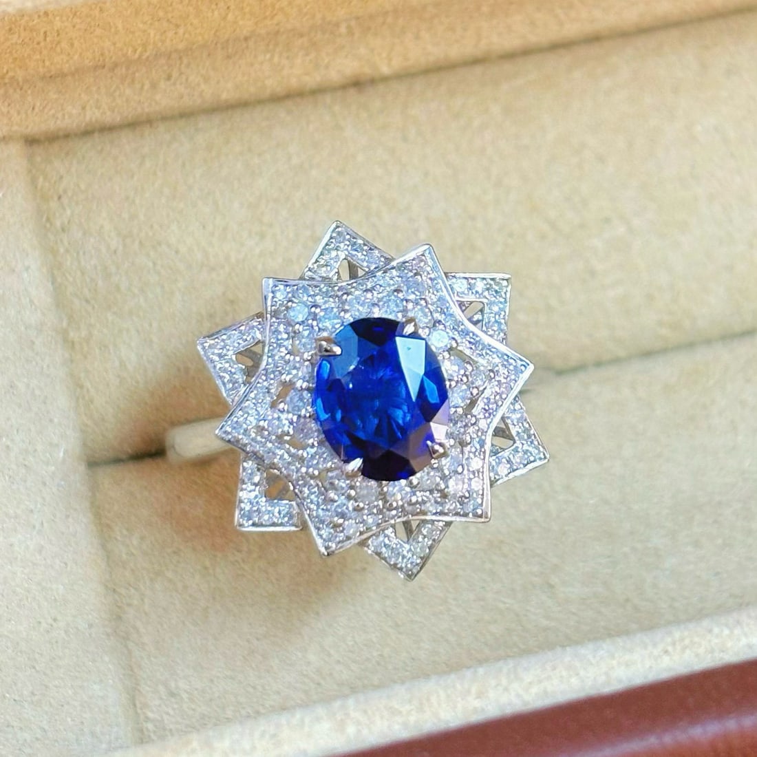 14k Gold 1.65 Ctw Natural Sapphire & Diamond Ring - 3