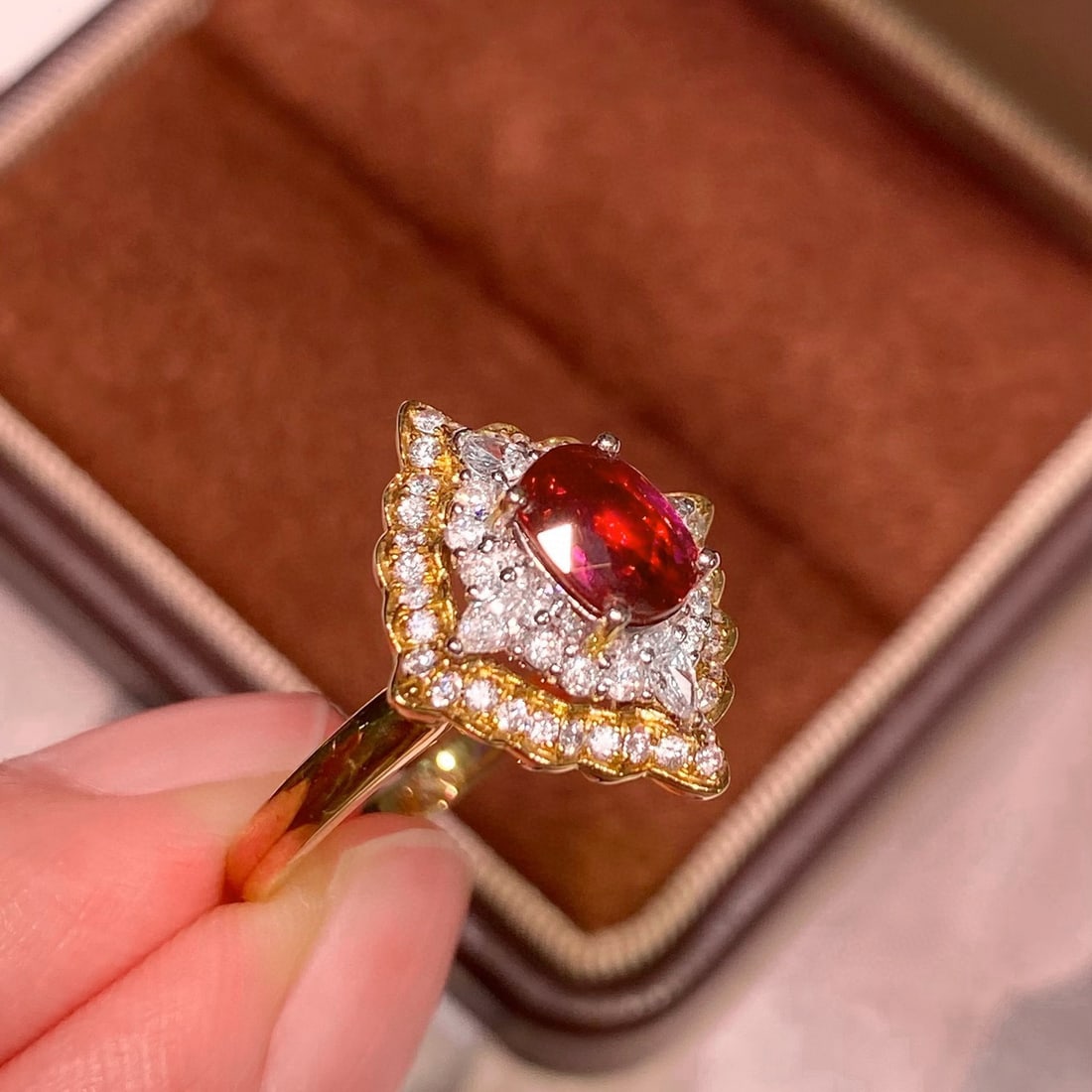 14k Gold 1.52 Ctw Vivid Red Natural Ruby & Diamond Ring - 4