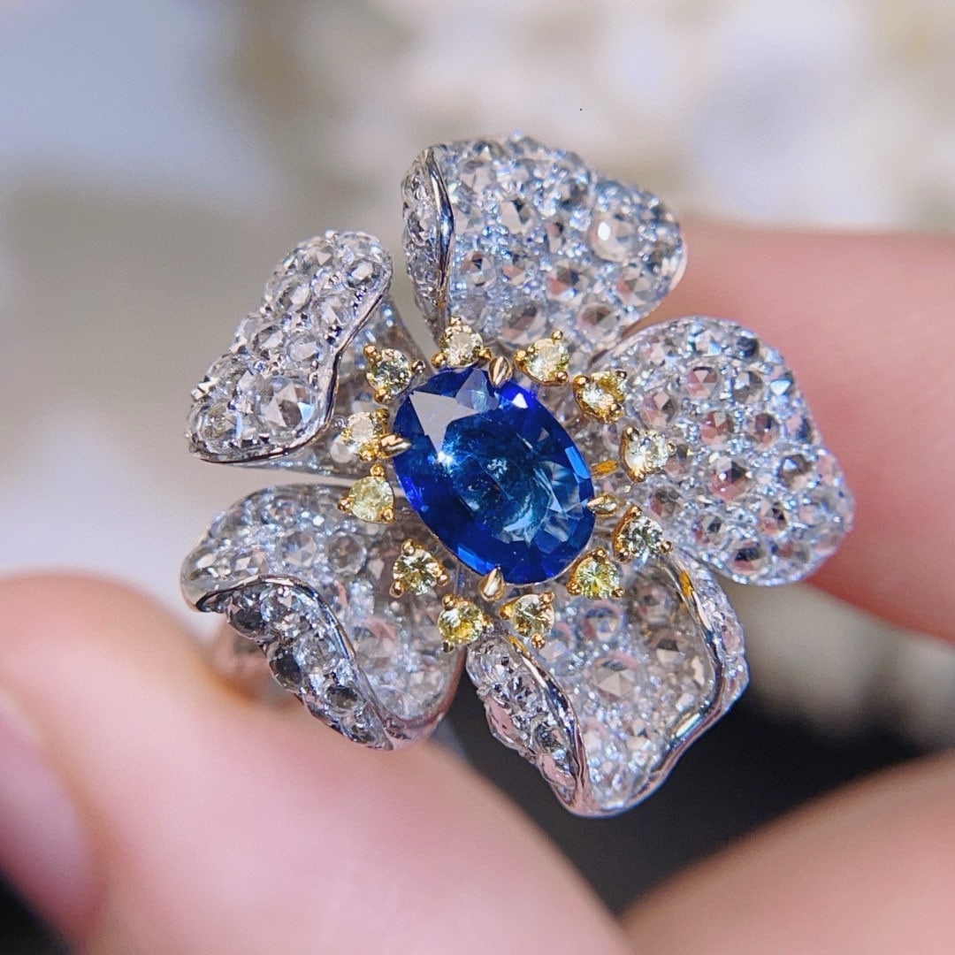 14k Gold 1.00 Ct Natural Sapphire & Sapphire & Sapphire Ring - 2