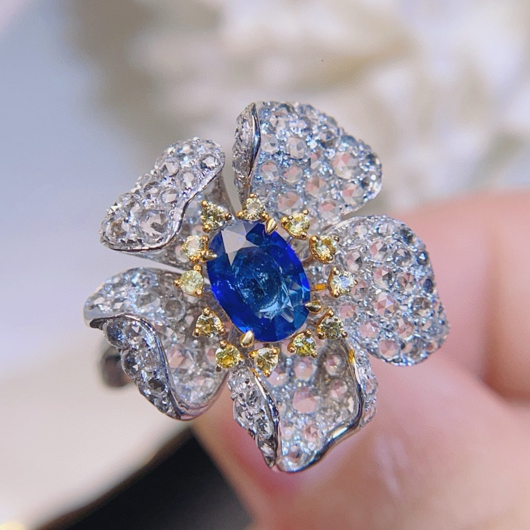 14k Gold 1.00 Ct Natural Sapphire & Sapphire & Sapphire Ring - 3