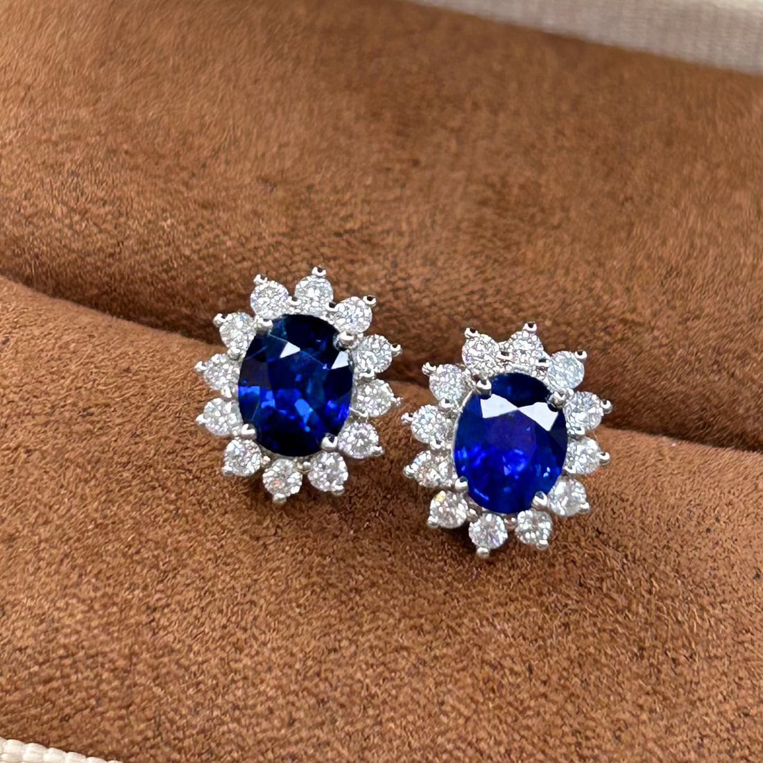 14k Gold 1.91 Ctw Natural Sapphire & Diamond Earrings - 4