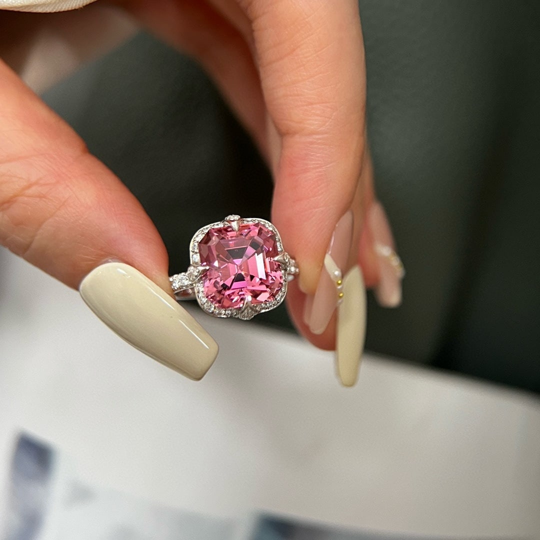 14k Gold 6.64 Ctw Natural Tourmaline & Lab Grown Diamond Ring - 3