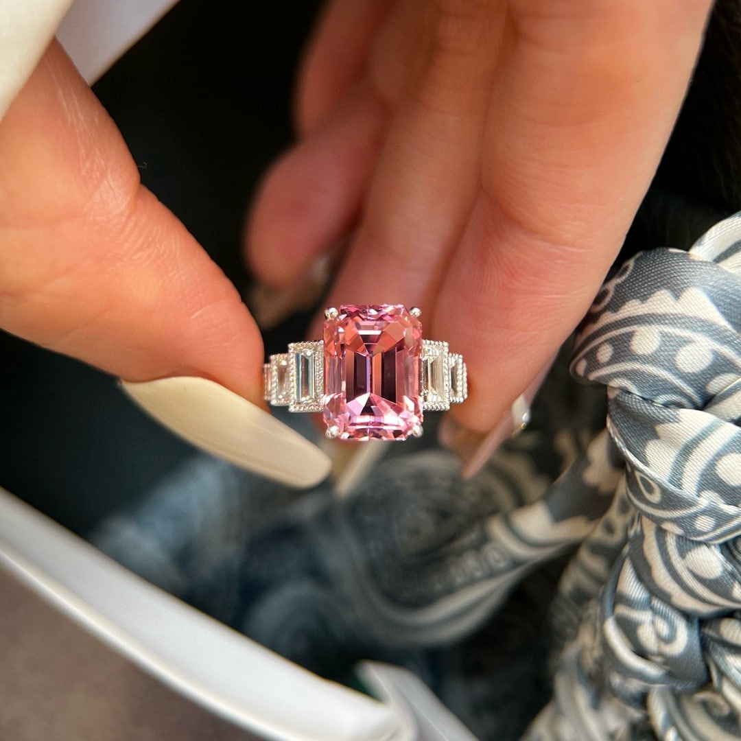 14k Gold 5.74 Ctw Natural Tourmaline & Lab Grown Diamond Ring - 4