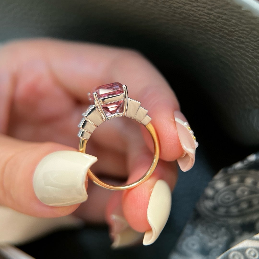 14k Gold 5.74 Ctw Natural Tourmaline & Lab Grown Diamond Ring - 6