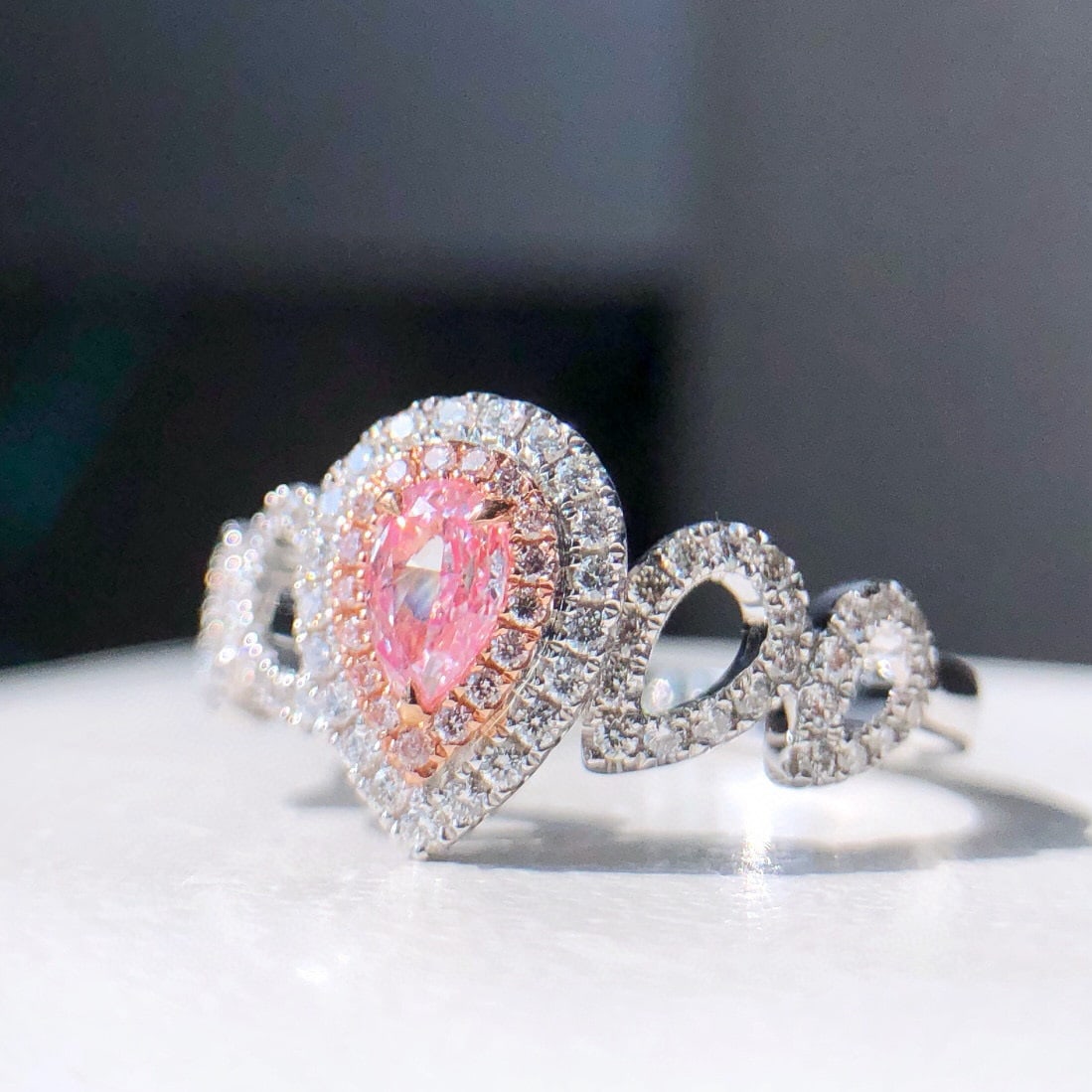 14k Gold 0.40 Ctw Natural Pink Diamond & Diamond Ring - 2