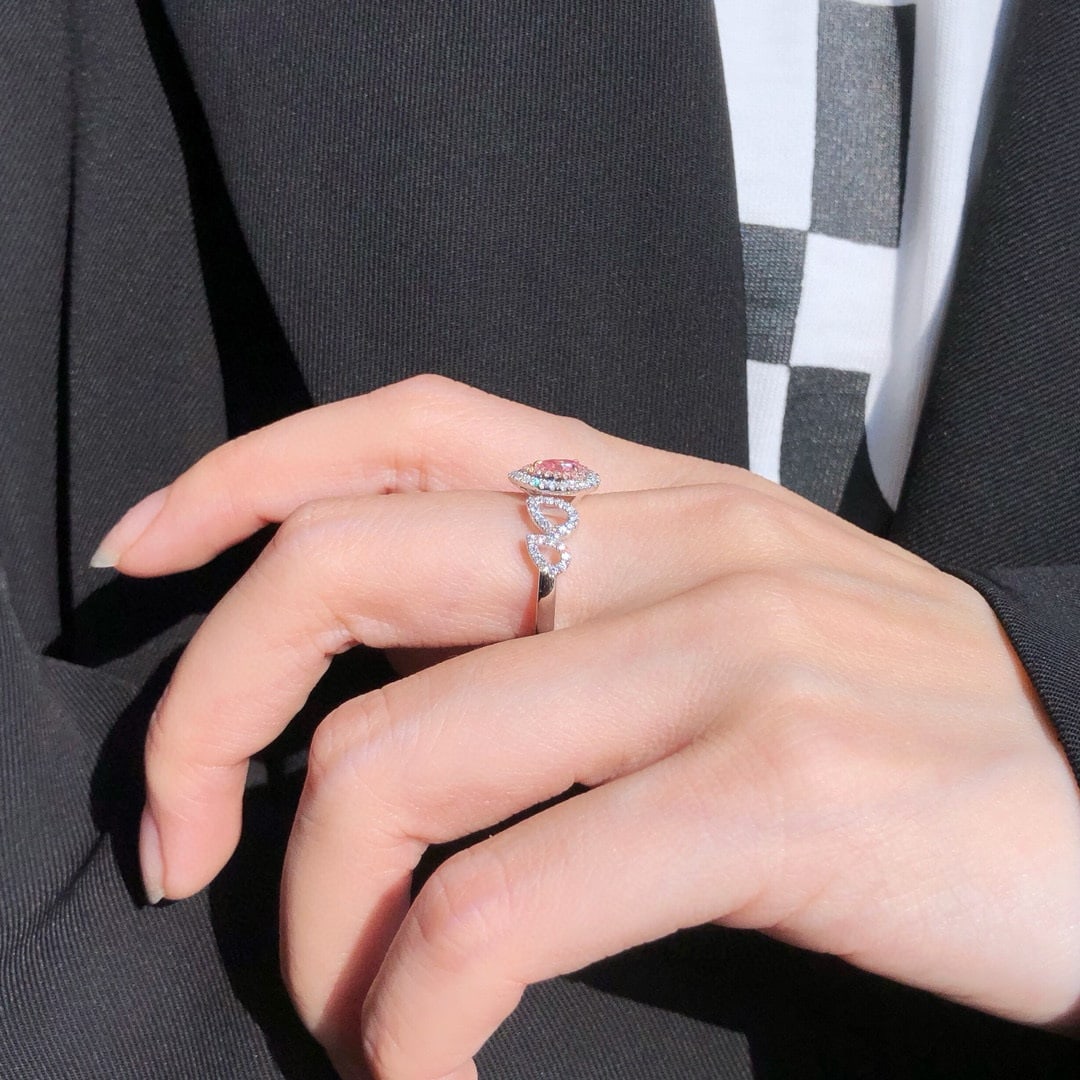 14k Gold 0.40 Ctw Natural Pink Diamond & Diamond Ring - 3