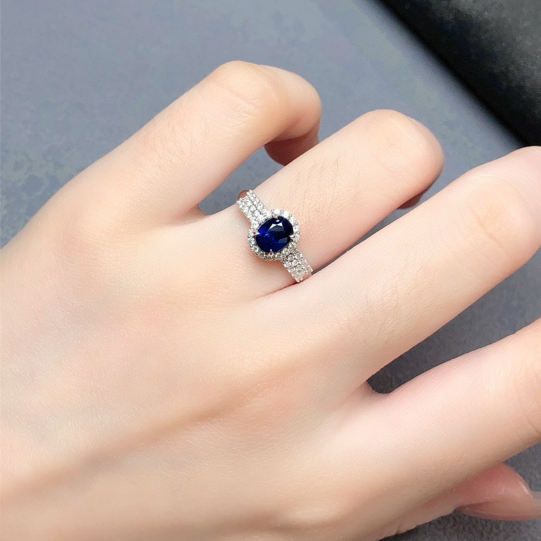 14k Gold 1.33 Ctw Natural Sapphire & Diamond Ring - 7