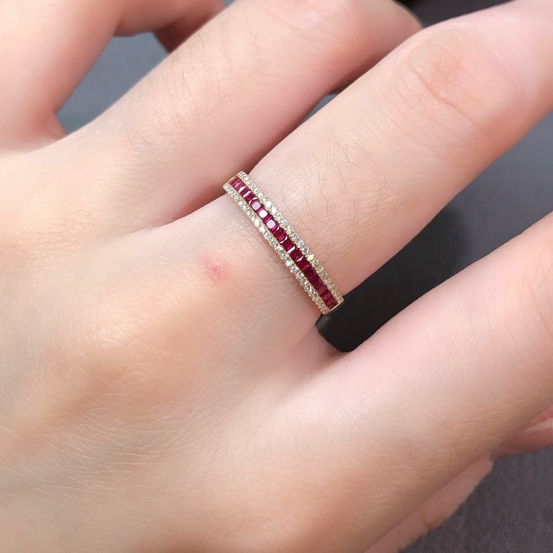 14k Gold 0.48 Ctw Natural Ruby & Diamond Ring - 7