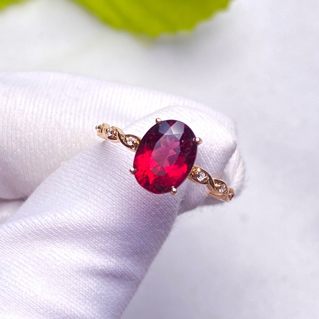 14k Gold 1.66 Ct Natural Tourmaline & Diamond Ring - 2