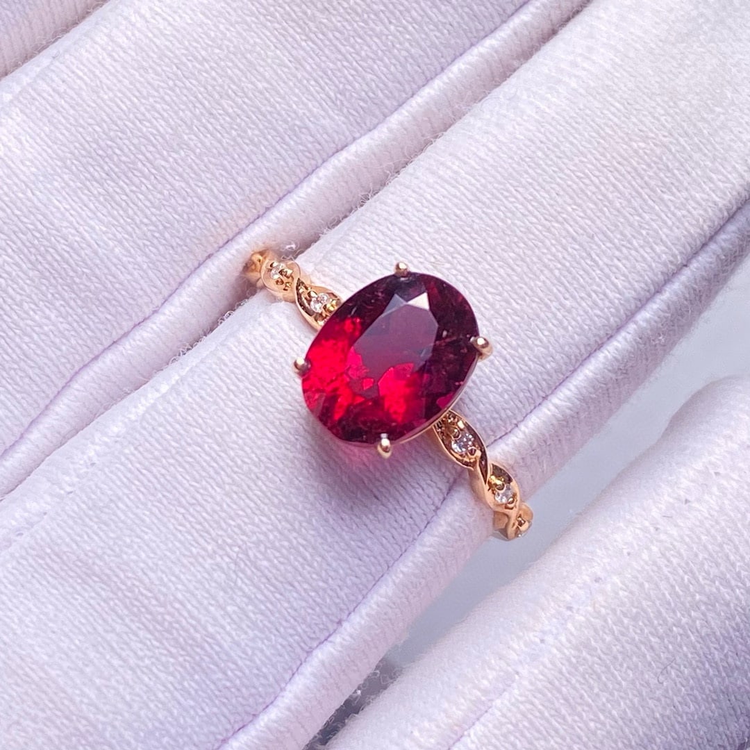 14k Gold 1.66 Ct Natural Tourmaline & Diamond Ring - 6