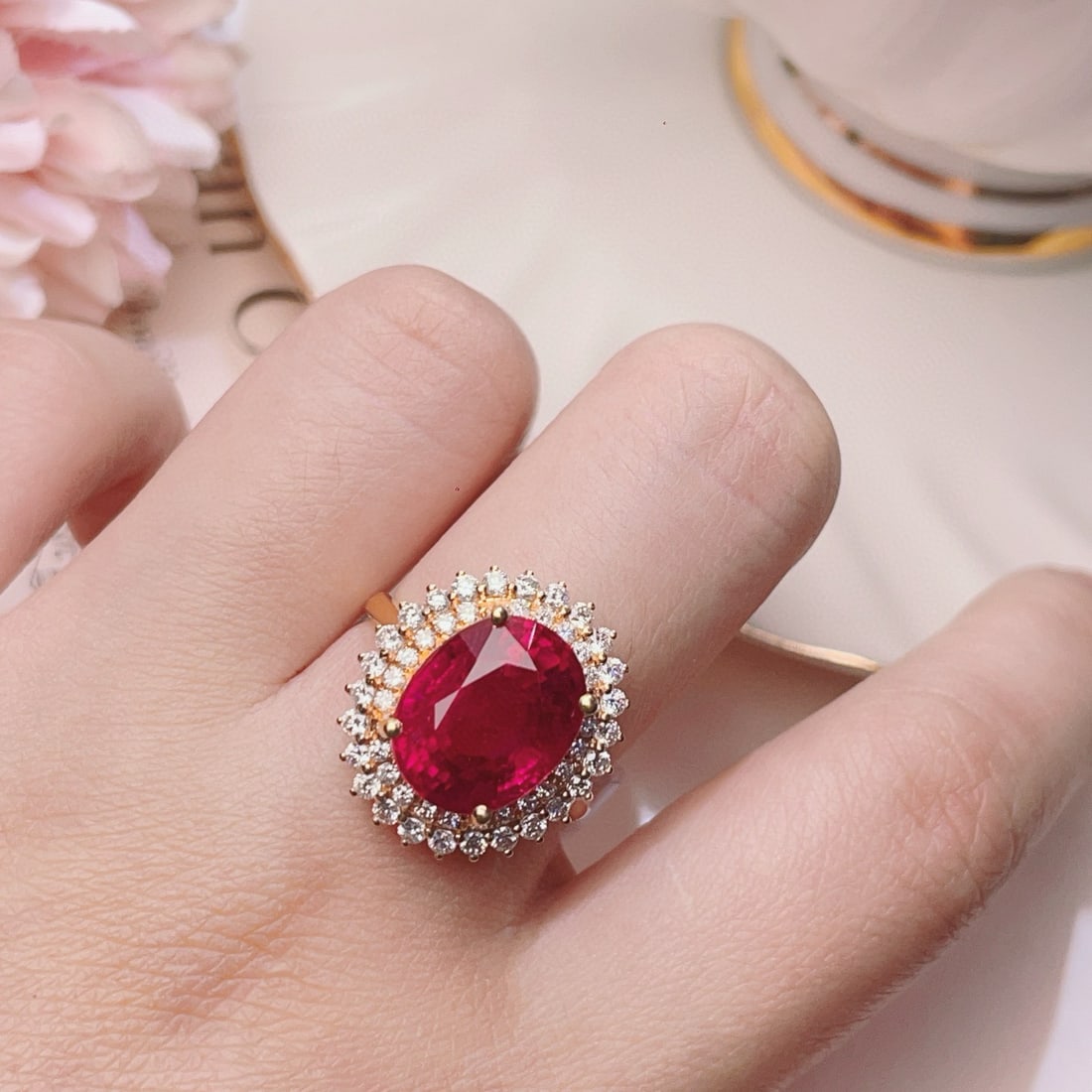 14k Gold 9.1 Ct Natural Tourmaline & Diamond Ring - 4