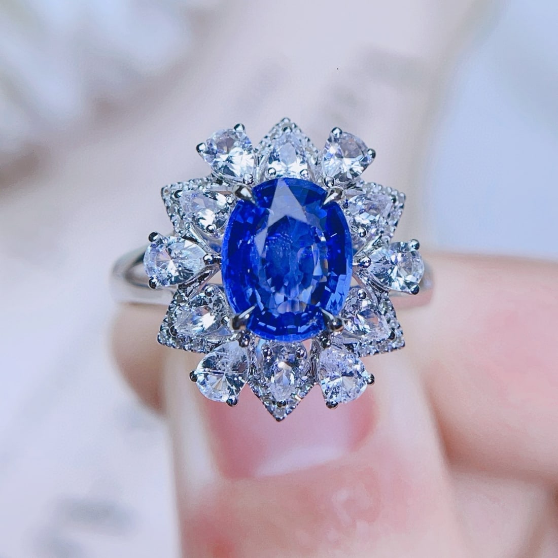 14k Gold 2.07 Ct Natural Sapphire & Sapphire & Diamond Ring (1 of 5)